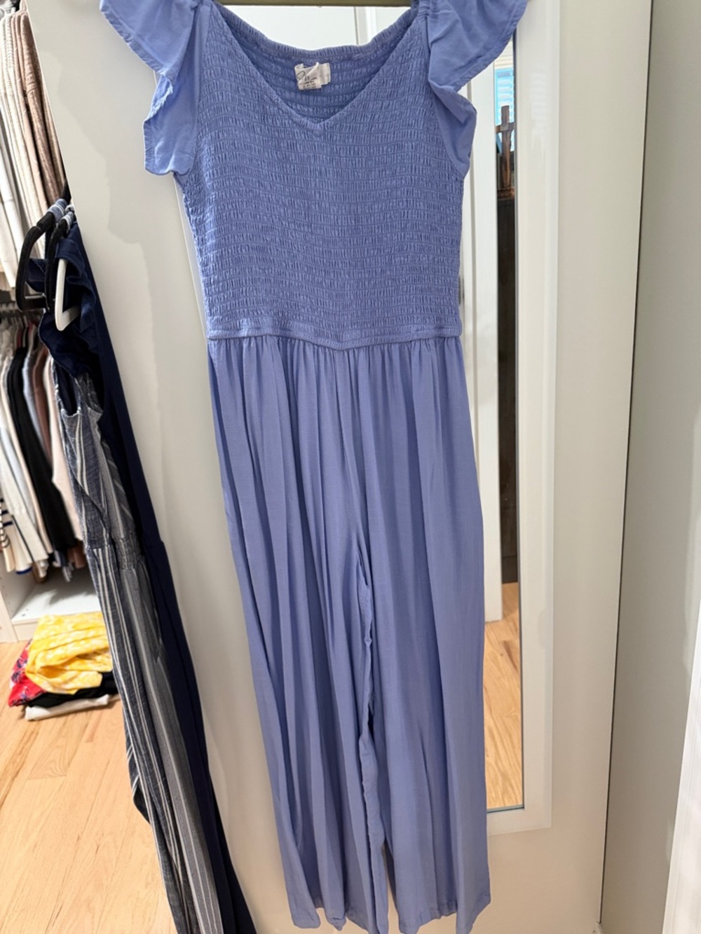 Xhilaration Periwinkle Smocked Midi Dress with Flutter Sleeves